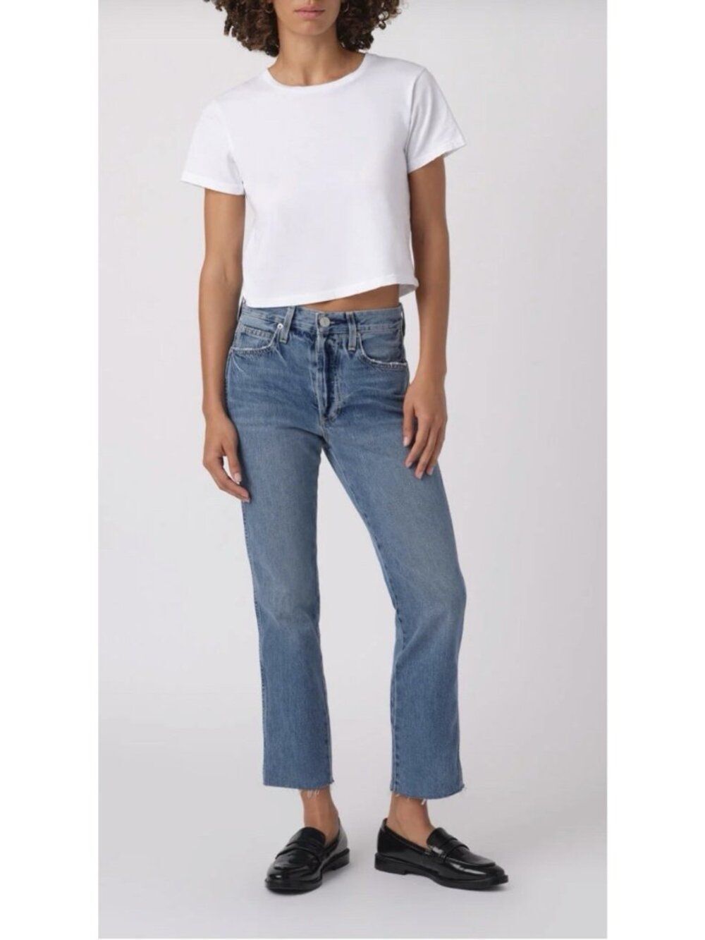 amo loverboy high rise jeans Denim Blue Raw Hem 25 Xs